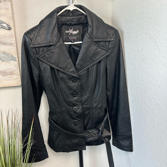 Wilson Maxima Genuine Leather Black Coat Size M - Picture 2 of 6